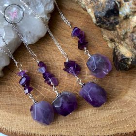 Amethyst Nugget Healing Pendant Necklace